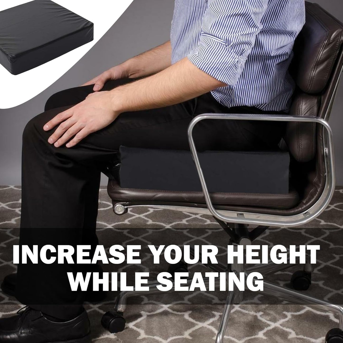 Person using the cushion to inscrease his height while sitting.