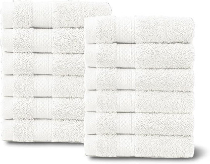 Molten Creek® Face Cloths Towels Set, 100% Egyptian Cotton, Highly Absorbent, Quick Dry, Super Soft & Fluffy, Easy to Care, Lightweight, 30 x 30cm, Pack of 12