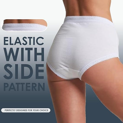White underwear with elastic waistband on a neutral background