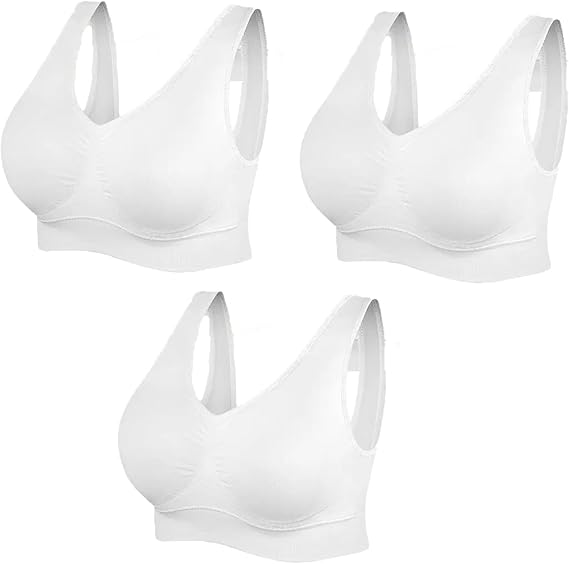 Three white bras on a white background