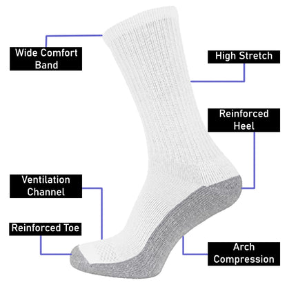 Molten Creek®  10 Pairs Men's BIG FOOT Industrial Crew Boot Work Socks Cushioned Heavy Duty Reinforced Toe & Heel UK 11-14 Molten Creek